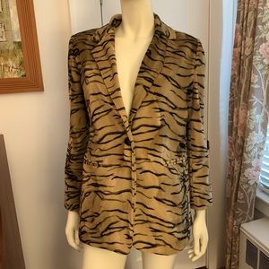 Faux fur tiger stripe blazer by Harvé Benard